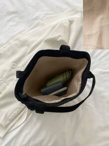 1 pieza Bolso de hombro de pana con estampado de letras, adecuado para ir al trabajo