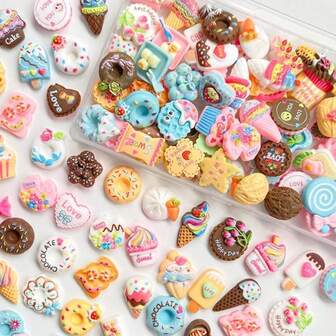 10/20/30 piezas Encantos de resina de galletas, pasteles, postres y helado de simulación para manualidades DIY: surtido de adornos en miniatura de galletas para accesorios para el cabello, llaveros, fundas de teléfono, decoración de tazas y zapatos, scrapbooking, joyería