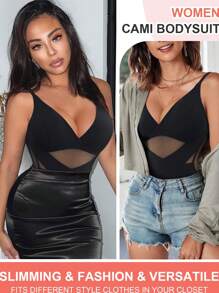 Nebility Faja Women's Fall And Winter Tights And Black Body Shaping Bodysuit Tummy And Hip Lifting Seamless Deep V-Neck Abdominal Girdle - 黑色 - 查看 3