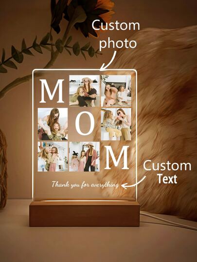 Customized Acrylic LED Night Light With Printed Photo, Gift For Mom, Gift, Home Decor, Anniversary Gift 1pc Multi-Functional, Ornamental, Reusable Exquisite, Stylish, Cute, High-Quality, Modern Custom, Personalized, Unique Ideal Gifts For Him Her, Boyfriend, Girlfriend, Dad, Mom, Family, Friends, Pets, Son, Daughter For Mother's Day, For Birthdays, Home & Living, Souvenirs, Reusable, Adorable, High-Quality, Office Decor, Elegant Living, Fashion Decor, Aesthetic Room Decor