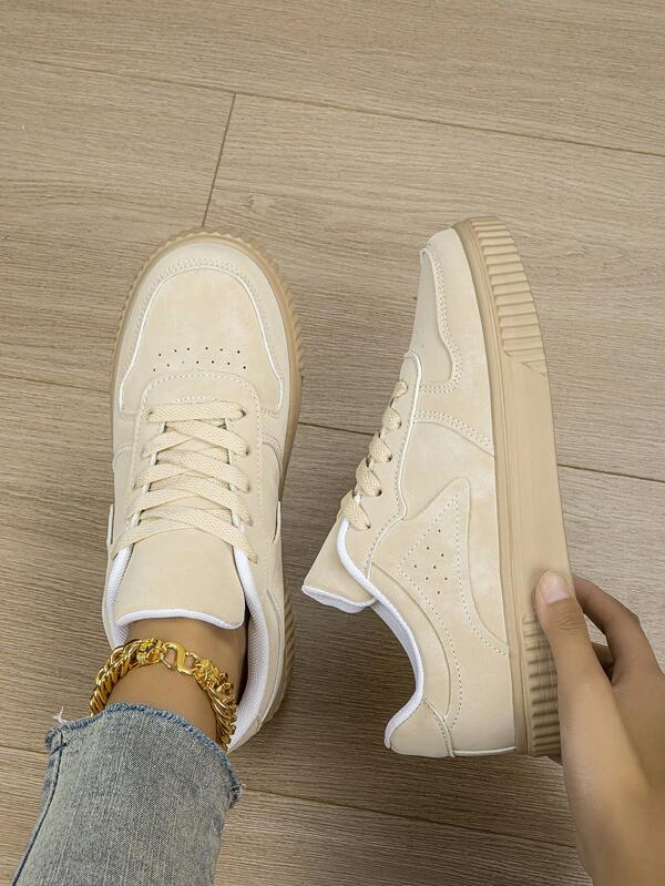 Ladies' Casual Sneakers, Fashion White Trainers, Street Skateboard Shoes, Lightweight