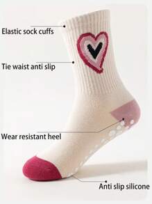 5 Pairs Of Love Striped Floor Socks With Anti Slip, Wear-Resistant, Comfortable, Breathable, And Cute Socks For Girls And Middle-Aged Children, Suitable For Outdoor And Indoor Wear In All Seasons