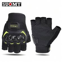 suomy 半指摩托车手套防护男式露指护具骑行摩托车越野赛骑行手套防滑机车骑士夏季户外手套 - 綠色 - 查看 17