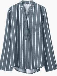 Nieuw gestreept elegant effen overhemd met knopen, veelzijdige dameskleding voor lente, zomer, herfst en winter