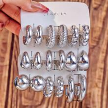 Bộ 2-18 khuyên tai nhựa Acrylic hình chữ C phóng đại mạ bạc UV thời trang Châu Âu & Mỹ mới - CCB - Xem 7