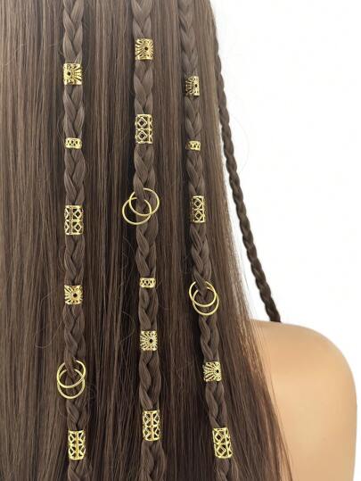 Conjunto de 40 peças vintage de metal vazado para cabelo, presilhas, anéis e acessórios para tranças, perfeitos para o verão.