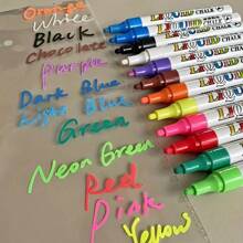 [返校礼物] 1/12支荧光色液体粉笔，适用于黑板、玻璃窗、可擦车窗标记、复活节、万圣节和圣诞节礼物 - 彩色 - 查看 1