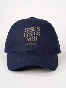 1 件女士/男士耶稣爱你印花棒球帽，可调节户外防晒帽，适合春秋季旅行海滩度假，Y2K 风格 - 棒球帽 - 查看 3