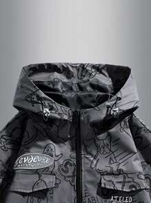 男士长袖时尚休闲连帽外套，秋季款 - 黑色 - 查看 3