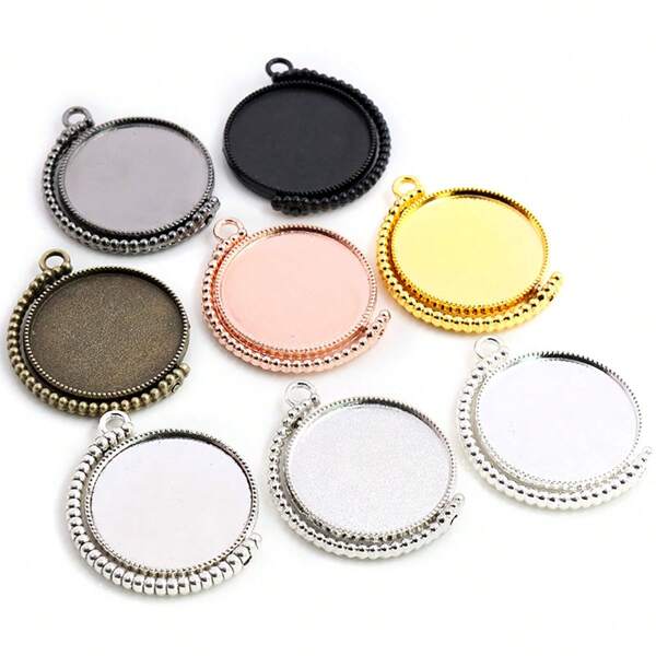 4 pièces Base de pendentif en rotation à double face compatible avec des cabochons ronds de 20/25/30 mm. Accessoires pour la conception de bijoux DIY.