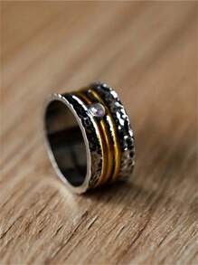 1 pièce Bague de style bohème rétro avec design de ligne géométrique en spirale, convient pour le port quotidien des femmes ou comme bijou de voyage, cadeau