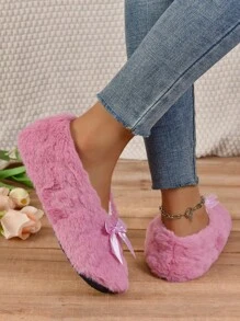 RALSWNAY 女士柔软舒适室内拖鞋，平底透气休闲家居拖鞋，毛绒拖鞋 - 玫紅色 - 查看 7