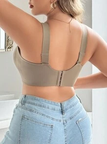 3件套加大码女士舒适多色休闲无缝运动瑜伽睡眠薄款文胸，防下垂上托无钢圈软杯纯色文胸内衣 - 彩色 - 查看 3