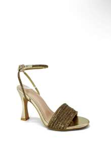 Elegant Black Satin Heeled Sandals With Rhinestone Straps Stylish Sandals Summer Sandals For Women