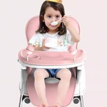 Silla Para Bebe Comer Plegable Silla Alta Para Bebé 3 En 1 - Rosa - Ver 2