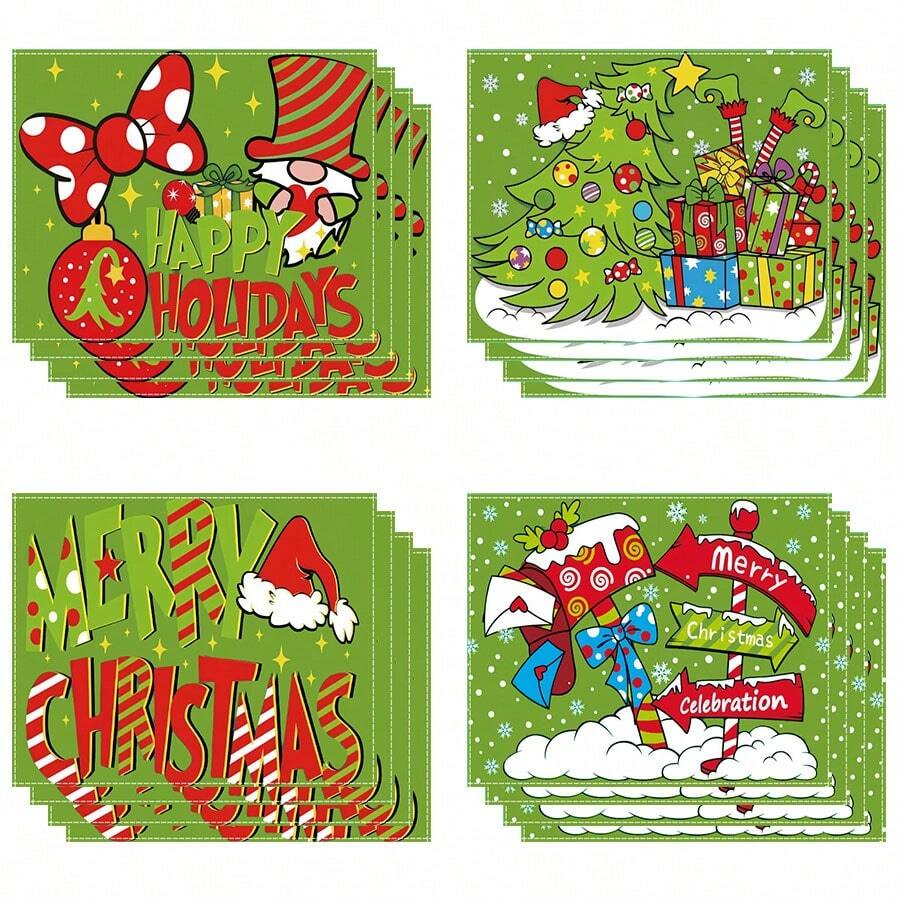 4/6pcs   Whoville Christmas Placemats Xmas Tree Plastic Place Mats Gift Box Table Mats Christmas Theme Kitchen Placemats For Indoor Outdoor Christmas Party Dining Table Decoration - Multicolor - View 1