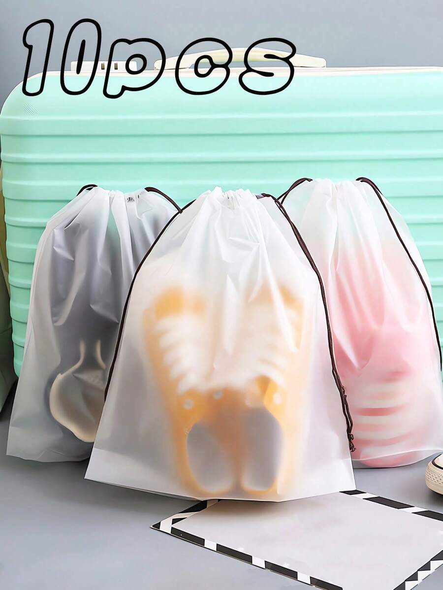 1/5/10pcs Shoes Storage Bag With Rope Transparent Shoe Bags For Travel Portable Waterproof Shoes Packing Bag Multifunctional Storage Bag Shoe Organizer For Men And Women Travel Supplies, Home Storage And Organization Supplies