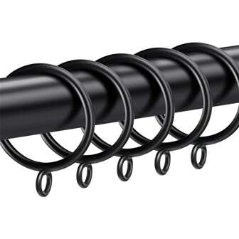 Anillos para cortinas, anillos para cortinas de metal de 1.5 pulgadas, anillo de cortina para barras de cortina negro