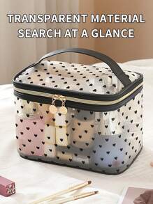 Travel Storage Brush Mesh Hand-Held Double-Layer Cosmetic Bag Portable Visible Change Key Lipstick Sundries Storage Bag