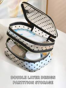 Travel Storage Brush Mesh Hand-Held Double-Layer Cosmetic Bag Portable Visible Change Key Lipstick Sundries Storage Bag