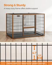 Feandrea Heavy-Duty Dog Crate, Metal Dog Kennel And Cage With Removable Tray, XXL For Large Dogs, 48 X 29.3 X 31.7 Inches, Black - Black - View 2