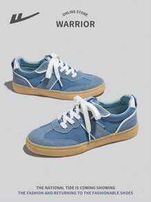 Men's Casual Lace Up Sports Sneakers Blue Low Top Lightweight Comfortable Soft Sole Fashion Trainers - Blue - View 5