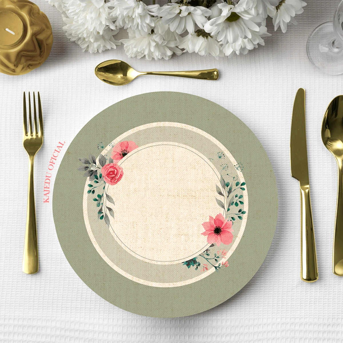 Kit With 06 Sousplat Covers - Floral Prints - Exclusive 100% Digital - FLOWERS COLLECTION - 花05 - 查看 1