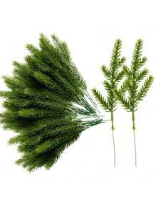 10 Cái/4 Cái/Gói 26cm 10.2" Cành thông nhân tạo Giáng sinh, Kim thông nhựa xanh giả để trang trí cây thông Noel, Vòng hoa và bình hoa Giáng sinh, Tiệc ngoài trời tại nhà, Tiệc cưới ngày lễ, Lễ đính hôn, Đồ trang trí kỷ niệm, Đồ trang trí thiệp Giáng sinh - màu xanh lá - Xem 1