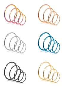 20g 18g 小环形耳环 鼻环圈 鼻环 鼻环 20 号鼻环 银色 金色 玫瑰金 黑色 不锈钢 软骨环形耳环 耳轮圈 耳屏圈 唇环圈 海螺圈 6mm 8mm 10mm 12mm - 彩色 - 查看 1