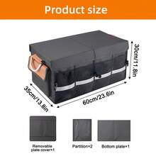 Superlele 1pc Car Trunk Organizer With Lid, Collapsible Car Trunk Storage Organizer, Car Organizer And Storage For SUV, Truck, Sedan, Black - 1pc-đen - Xem 6