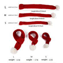 1 件宠物红色针织圣诞围巾，创意贵宾犬泰迪颈部保暖器，适用于猫狗宠物 - 紅色 - 查看 3