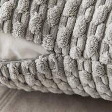 1 件淺灰色波西米亞條紋枕套（無枕芯）,時尚現代柔軟燈芯絨壓花 3d 條紋純色裝飾靠墊套,適合沙發、臥室、床、四季