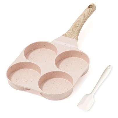 RIOVARM-EU RIOVARM non-stick omelettpanna, induktionsäggpanna, granitbeläggning, liten stekpanna utan PFOA, rund äggpanna med 4 hål till frukost, pannkakspanna, campingpanna