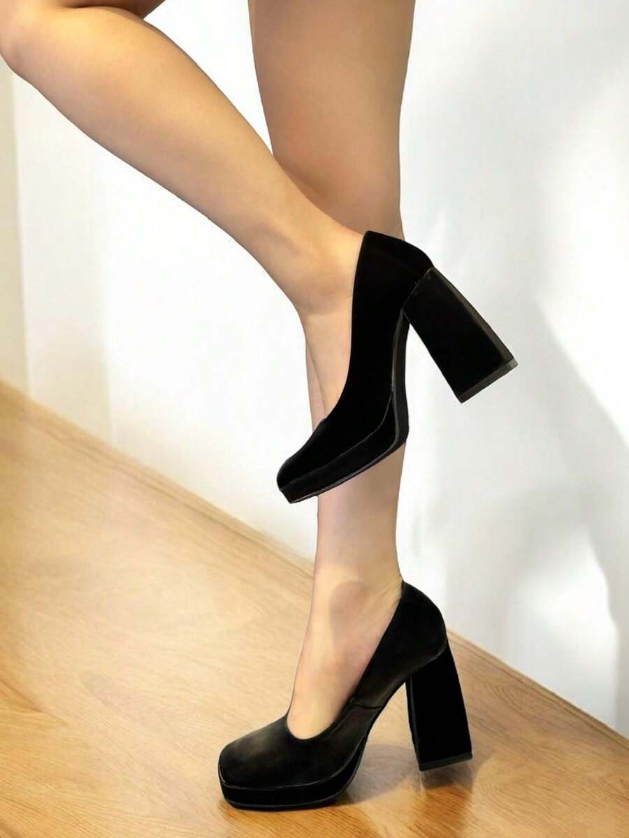 Giày cao gót thời trang đế xuồng thanh lịch màu đen RevReaL dành cho nữ Giày cao gót thời trang - màu đen - Xem 1