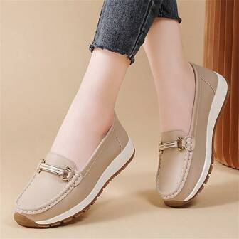 Women's 2024 Anti-Slip Soft Bottom Loafers, Thick Sole Breathable Slip-On Middle-Aged Mother Shoes
