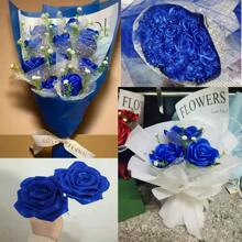 7 rollos Liston Satinado Con Doble Cara Azul Decoracion  Con 4cm 159.6m - azul real - Ver 8