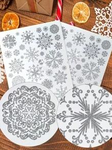 62pcs Glitter Snowflake Window Stickers Sparkling Snowflake Window Clings Winter Wonderland Decorations For Home Party,Stickers,Wall Decal, Vinyl Decal For Home Decorations,Spring Decoration Items Refresh Your Home,Rama Decoration Stickers
