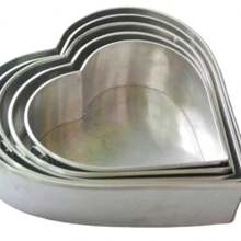 juego de 5 moldes de lamina para hornear pastel de 19 a 26cm figura de corazón - Plateado - Ver 1