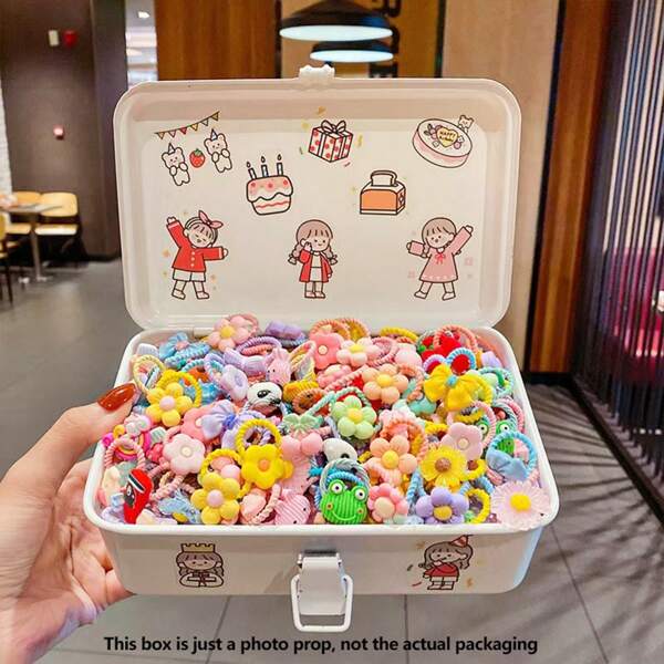 30/60pcs Lovely Elastic Hair Tie For Women - Cartoon Animals, Bows, Flowers - Perfect All-Season Accessory For Daily Wear Cute,Beach Outfit,Beach Hair Floral Accessories,Beach Vacation,Ponytail,Hair Ties,Hair Elastics,Hair Rope Ponytail Holders
