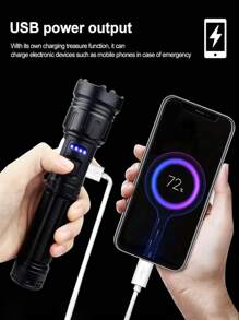 1 Peça Lanterna Tática Recarregável Tipo-C, LED Super Brilhante de 10.000 Lúmens com Luz Lateral COB, 7 Modos, À Prova d'Água, para Camping, Trilhas e Emergências - luz branca - Visão 7