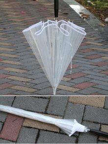 Compact Portable Transparent White Umbrella, Sturdy, Reinforced, Windproof, Foldable, Lightweight, Easy To Carry And Ideal For Travel - trắng - Xem 4