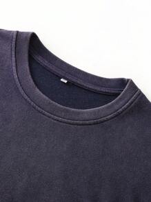 Áo thun nam cổ tròn mùa hè, kiểu vintage, in hình khẩu hiệu và hình người ngộ nghĩnh. - Màu tím - Xem 3