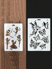 1pc DIY Hollow Painting Template Quay lại trường học - trắng - Xem 14