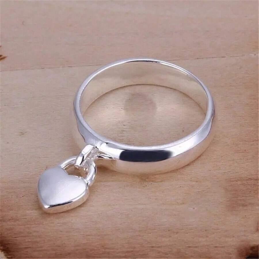 1 pièce Pendentif minimaliste en forme de cœur, bague de couple de haute qualité, convient pour le port quotidien et les rassemblements sociaux de la Saint-Valentin