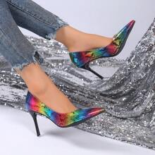 2024 High Heels Women Shoes Fashionable Pointed Toe Pumps For Date, Work, Daily Casual Wear, Sexy And Gorgeous Snakeskin Pattern Slip-On Shoes - Multicolor - View 4