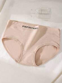 Set de 3 bragas para mujer, ropa interior cómoda y transpirable con estampado de letras y de unicolor, control de abdomen y levantamiento de glúteos