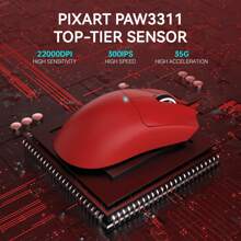 ATTACK SHARK X11 Lightweight Wireless Gaming Mouse With RGB Charging Dock,Tri-Mode-2.4G/USB-C Wired/BT,22K DPI,PAW3311 Optical Sensor,HUYU Switch, 5 Programmable Buttons For PC - Đỏ - Xem 5