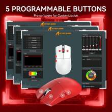 ATTACK SHARK X11 Lightweight Wireless Gaming Mouse With RGB Charging Dock,Tri-Mode-2.4G/USB-C Wired/BT,22K DPI,PAW3311 Optical Sensor,HUYU Switch, 5 Programmable Buttons For PC - Đỏ - Xem 8