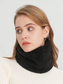 1 pieza Cuello de mujer elegante y cálido, estilo anillo, bufanda/pañuelo suave y amigable con la piel, máscara facial unisex casual cálida, a prueba de viento y frío para ciclismo y esquí al aire libre, gorro tubular de unicolor de invierno cálido y esponjoso, para uso diario y salidas en motocicleta