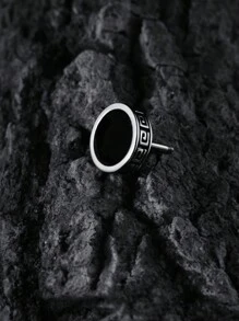 新款男士优雅钛钢耳环，深色简约个性化耳环，男士配饰 - 黑色 - 查看 14